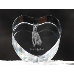 Thai Ridgeback - kryształowe serce z wizerunkiem psa, dekoracja, prezent, kolekcja!