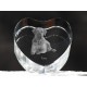 Tosa, cristal coeur avec un chien, souvenir, décoration, édition limitée, ArtDog