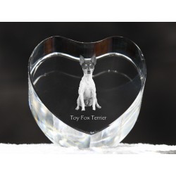 Toy Fox Terrier, cuore di cristallo con il cane, souvenir, decorazione, in edizione limitata, ArtDog
