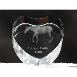 Cuarto de Milla, corazón de cristal con el caballo, recuerdo, decoración, edición limitada, ArtDog