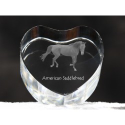 American Saddlebred - kryształowe serce z wizerunkiem konia, dekoracja, prezent, kolekcja!