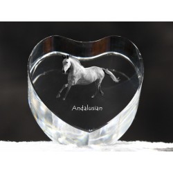 Koń andaluzyjski - kryształowe serce z wizerunkiem konia, dekoracja, prezent, kolekcja!
