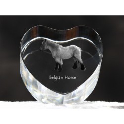 Trait belge, cristal coeur avec un cheval, souvenir, décoration, édition limitée, ArtDog