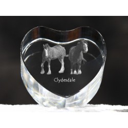 Clydesdale - kryształowe serce z wizerunkiem konia, dekoracja, prezent, kolekcja!