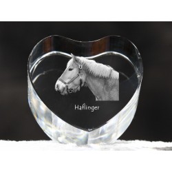 Haflinger - kryształowe serce z wizerunkiem konia, dekoracja, prezent, kolekcja!