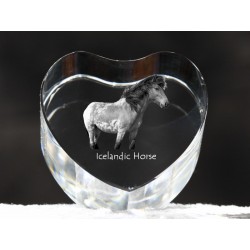Kuc islandzki - kryształowe serce z wizerunkiem konia, dekoracja, prezent, kolekcja!