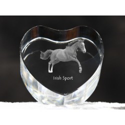 Irlandzki koń sportowy - kryształowe serce z wizerunkiem konia, dekoracja, prezent, kolekcja!
