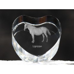 Koń lipicański - kryształowe serce z wizerunkiem konia, dekoracja, prezent, kolekcja!