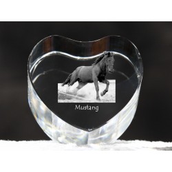Mustang - kryształowe serce z wizerunkiem konia, dekoracja, prezent, kolekcja!