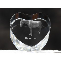 Koń hanowerski - kryształowe serce z wizerunkiem konia, dekoracja, prezent, kolekcja!