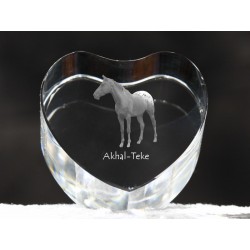 Akhal-Teke - kryształowe serce z wizerunkiem konia, dekoracja, prezent, kolekcja!