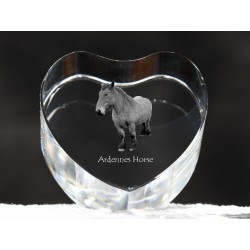 Ardennais, cristal coeur avec un cheval, souvenir, décoration, édition limitée, ArtDog