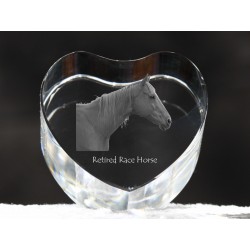 Retired Race Horse, corazón de cristal con el caballo, recuerdo, decoración, edición limitada, ArtDog