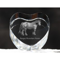 Caballo de la montaña vasca, corazón de cristal con el caballo, recuerdo, decoración, edición limitada, ArtDog