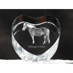 Haflinger, cristal coeur avec un cheval, souvenir, décoration, édition limitée, ArtDog
