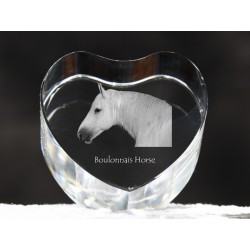 Boulonnais, cristal coeur avec un cheval, souvenir, décoration, édition limitée, ArtDog