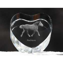 Percheron, cristal coeur avec un cheval, souvenir, décoration, édition limitée, ArtDog