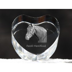 Duński warmblood - kryształowe serce z wizerunkiem konia, dekoracja, prezent, kolekcja!