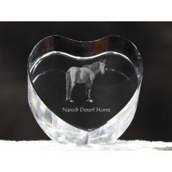 Koń pustynny Namibia - kryształowe serce z wizerunkiem konia, dekoracja, prezent, kolekcja!