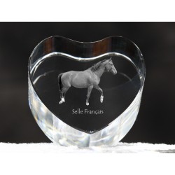 Selle français, cristal coeur avec un cheval, souvenir, décoration, édition limitée, ArtDog