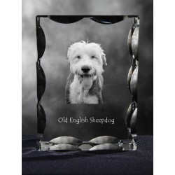Old english sheepdog, Cubic crystal with dog, souvenir, decoration, limited edition, Collection