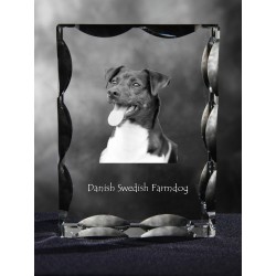 Danish Swedish Farmdog, Cubic crystal with dog, souvenir, decoration, limited edition, Collection