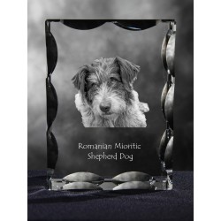 Romanian Mioritic Shepherd Dog, Cubic crystal with dog, souvenir, decoration, limited edition, Collection