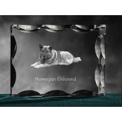 Norwegian Elkhound, Cubic crystal with dog, souvenir, decoration, limited edition, Collection