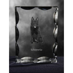 Schipperke, Cubic crystal with dog, souvenir, decoration, limited edition, Collection