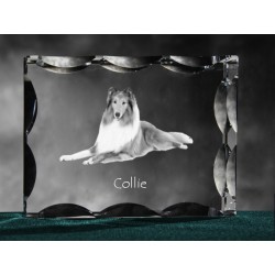 Collie, Cubic crystal with dog, souvenir, decoration, limited edition, Collection
