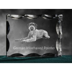 German Wirehaired Pointer, Cubic crystal with dog, souvenir, decoration, limited edition, Collection