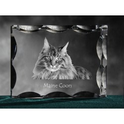 Maine Coon, cristal avec un chat, souvenir, décoration, édition limitée, ArtDog