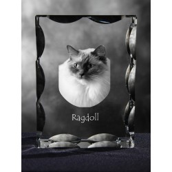 Ragdoll, cristal avec un chat, souvenir, décoration, édition limitée, ArtDog