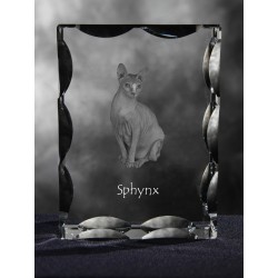 Sfinks - kryształowy sześcian z wizerunkiem kota, wyjątkowy prezent!