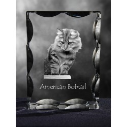 Bobtail américain, cristal avec un chat, souvenir, décoration, édition limitée, ArtDog