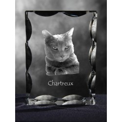 Chartreux, cristal avec un chat, souvenir, décoration, édition limitée, ArtDog