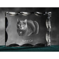 Korat - kryształowy sześcian z wizerunkiem kota, wyjątkowy prezent!