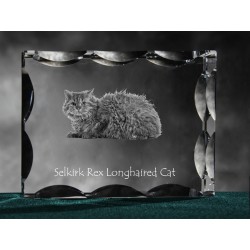 Selkirk rex longhaired, Cubic crystal with cat, souvenir, decoration, limited edition, Collection