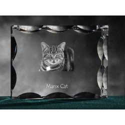 Manx, cristal avec un chat, souvenir, décoration, édition limitée, ArtDog