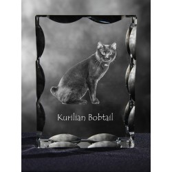 Kurilian Bobtail, Cubic crystal with cat, souvenir, decoration, limited edition, Collection