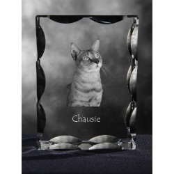 Chausie - kryształowy sześcian z wizerunkiem kota, wyjątkowy prezent!