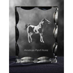 American Paint Horse - kryształowy sześcian z wizerunkiem konia, wyjątkowy prezent!
