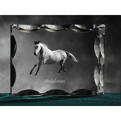 Koń andaluzyjski - kryształowy sześcian z wizerunkiem konia, wyjątkowy prezent!