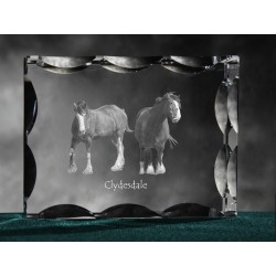 Clydesdale, cristal avec un chien, souvenir, décoration, édition limitée, ArtDog