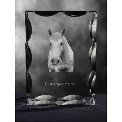 Camargue horse, Cubic crystal with horse, souvenir, decoration, limited edition, Collection
