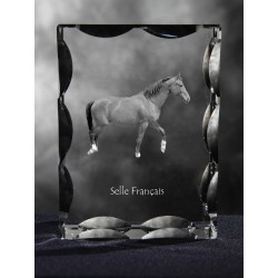 Francés de silla, de cristal con el caballo, recuerdo, decoración, edición limitada, ArtDog