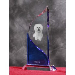 Bichon Frise. Figurina di cristallo con un immagine di cane.