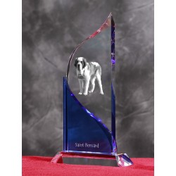 Chien du Saint-Bernard. Statue cristal a l'effigie d'un chien.