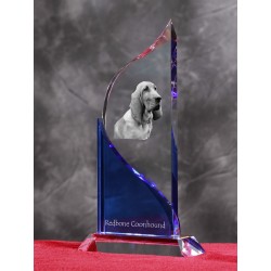 Redbone coonhound. Estatuilla de cristal con la imagen del perro