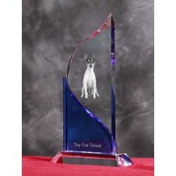 Toy Fox Terrier. Statue cristal a l'effigie d'un chien.